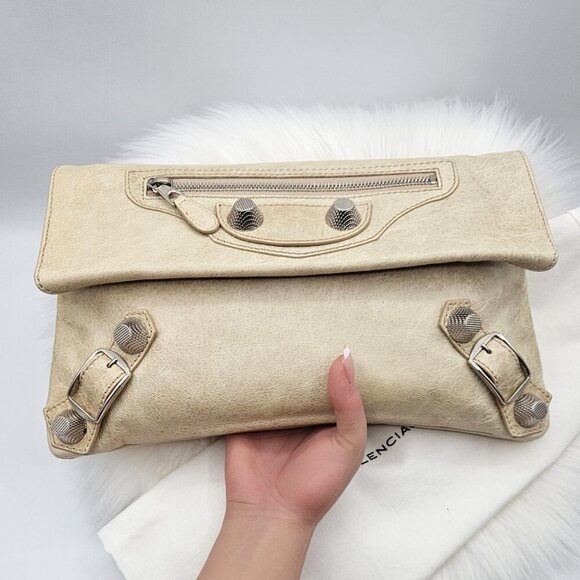 Balenciaga  Neutral Beige Leather Clutch - Picture 5 of 17